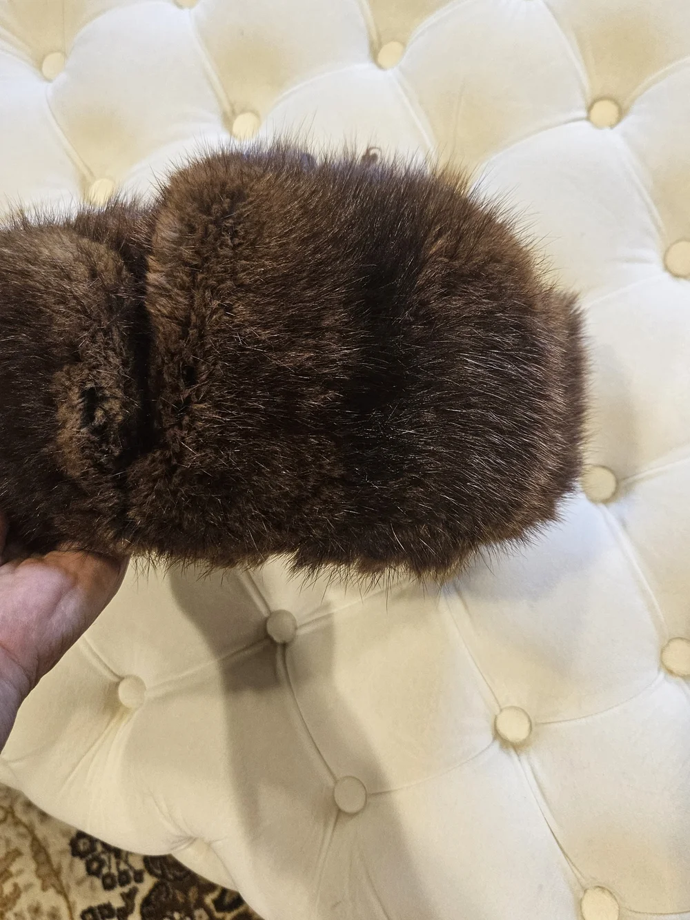 Geunine Fur Man's Winter Hat, Vintage, Brown Color